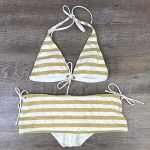 ✨ Ralph Lauren Gold Stripe Bikini Set – Size M ✨